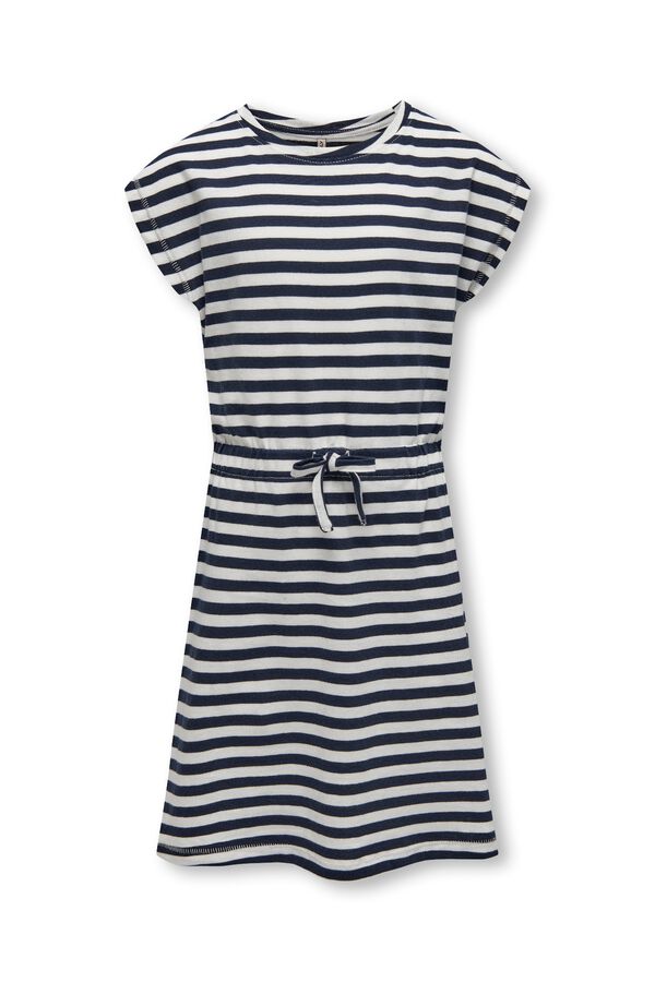Only Girls Vestido marinero a rayas de manga corta azul