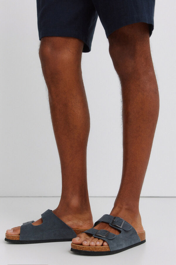 Springfield Kožne sandale sa duplom kopčom Siva