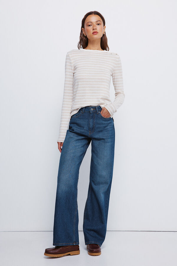 Springfield Majica sa dugmići i izrezom na kragna  Braon