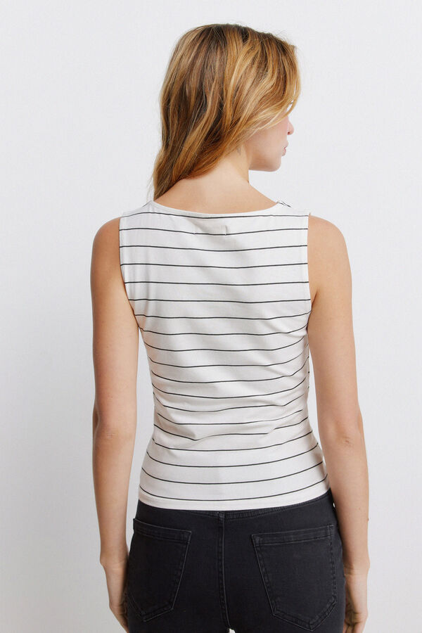 Springfield Pamučni top bez rukava sa okruglom kragnom Bež