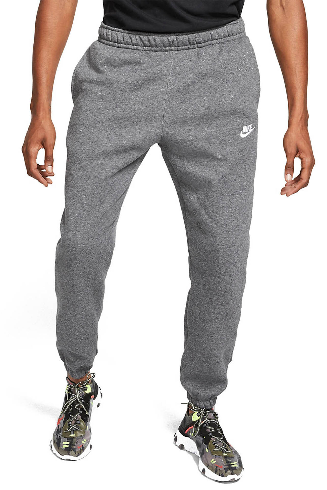 nike club casual fit cuffed sweatpants in gray