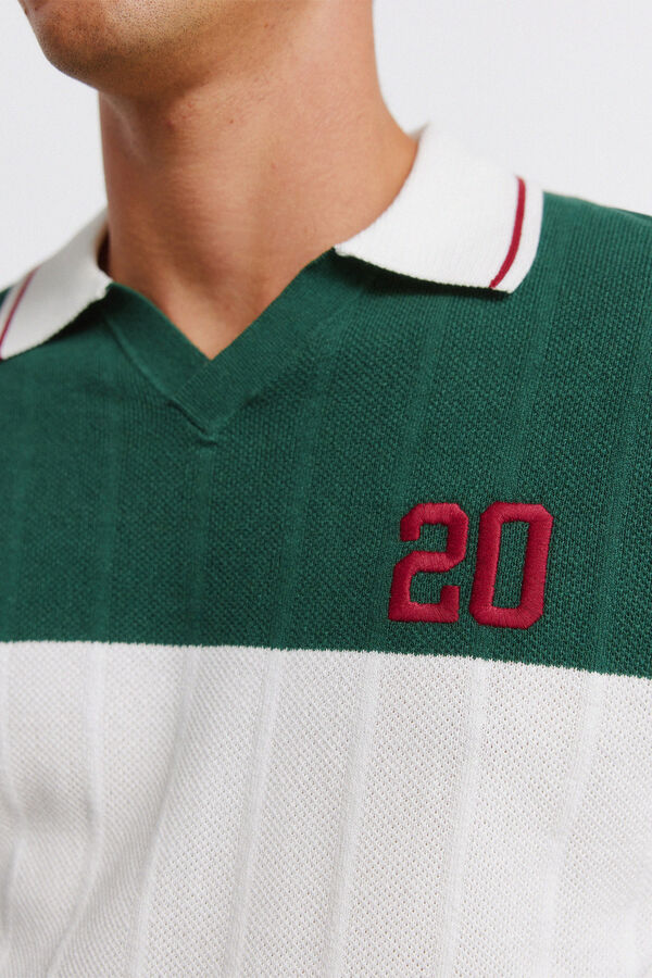 Springfield Sportska polo majica sa kontrastnim detaljima Zelena