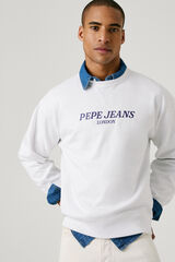 Pepe Jeans round neck sweatshirt with front logo and back print.  white