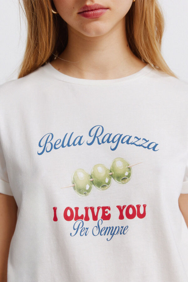 Springfield Camiseta manga corta dibujo marfil