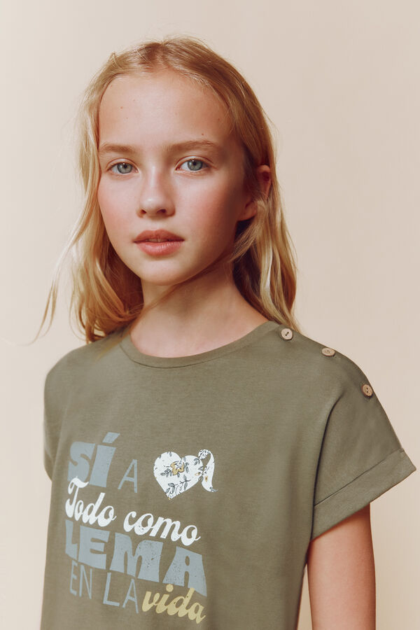 Springfield Kids Camiseta "S&iacute; a todo como lema en la vida" kaki