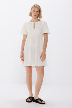 Springfield Vestido corto pieza crochet blanco