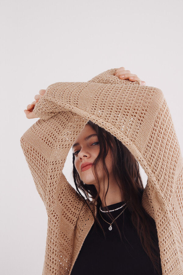 Springfield Lange Strickjacke aus Lurex-Strick Nude