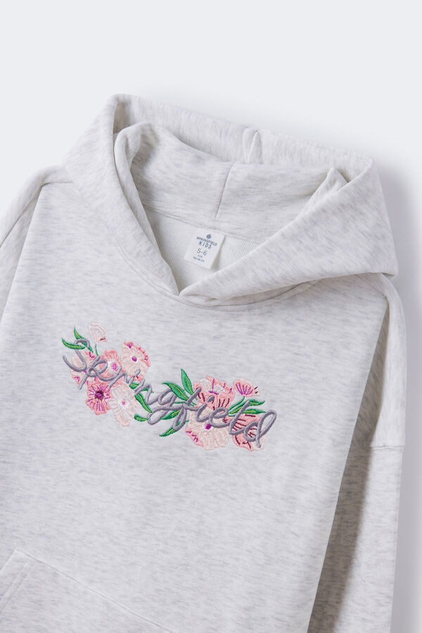 Springfield Girls' floral hooded sweatshirt svijetlosiva