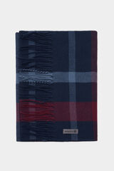 Springfield Blue and maroon checked scarf blue
