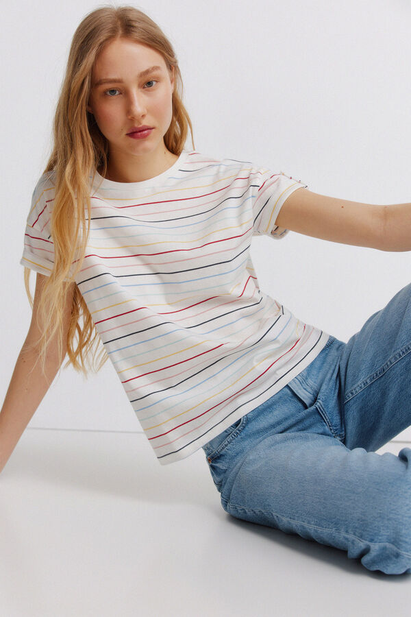 Springfield Majica kratkih rukava na pruge Bež