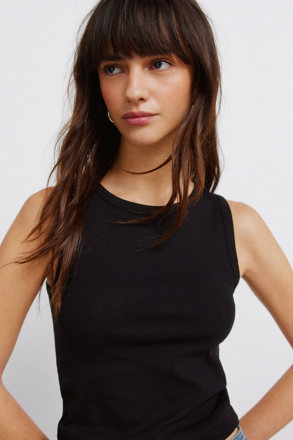 Springfield Osnovna majica sa sportskim leđima Crna