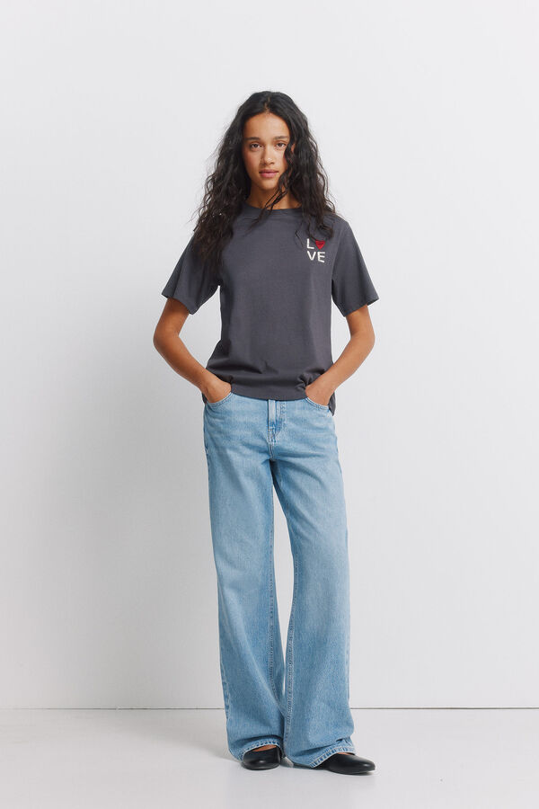 Springfield Camiseta manga corta "Love" gris
