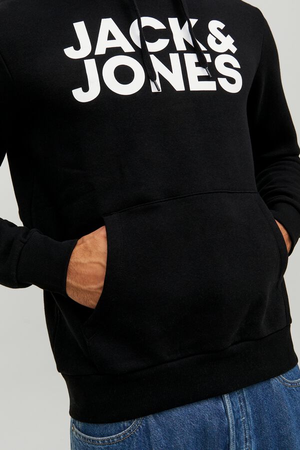 Jack & Jones Log&oacute;s kapucnis pul&oacute;ver fekete