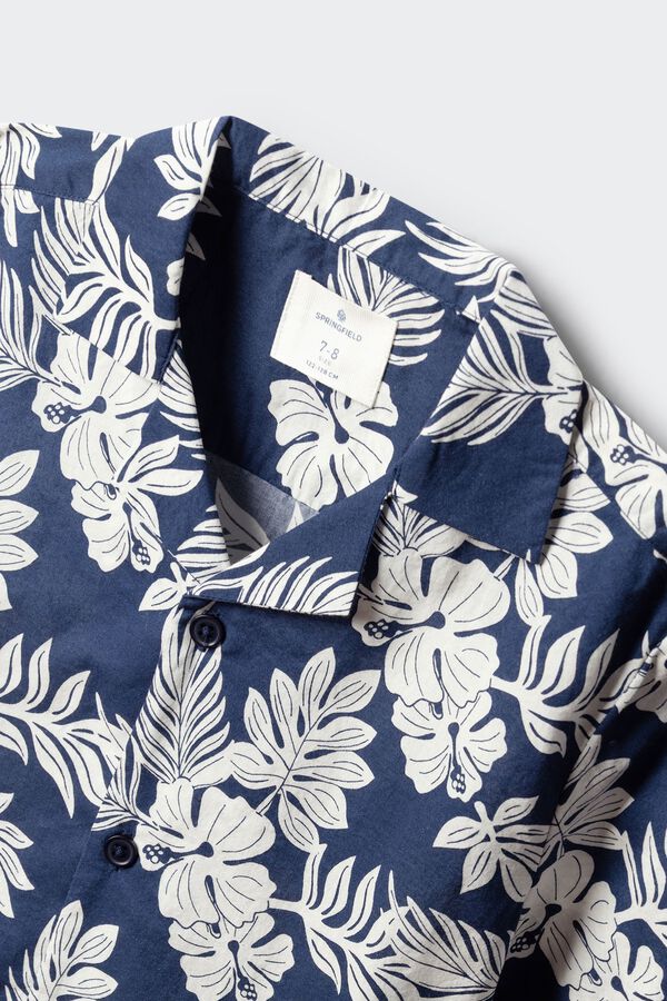 Springfield Kids Plava cvetna ko&scaron;ulja kratkih rukava za dečake Plava