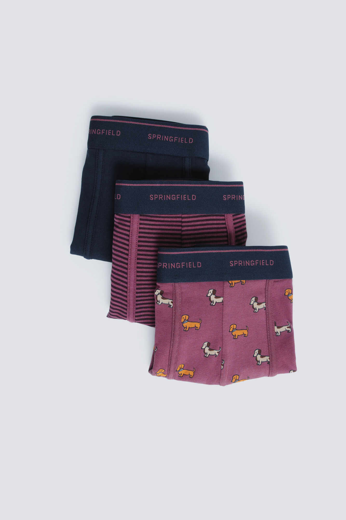Springfield Pack 3 boxers perros y rayas