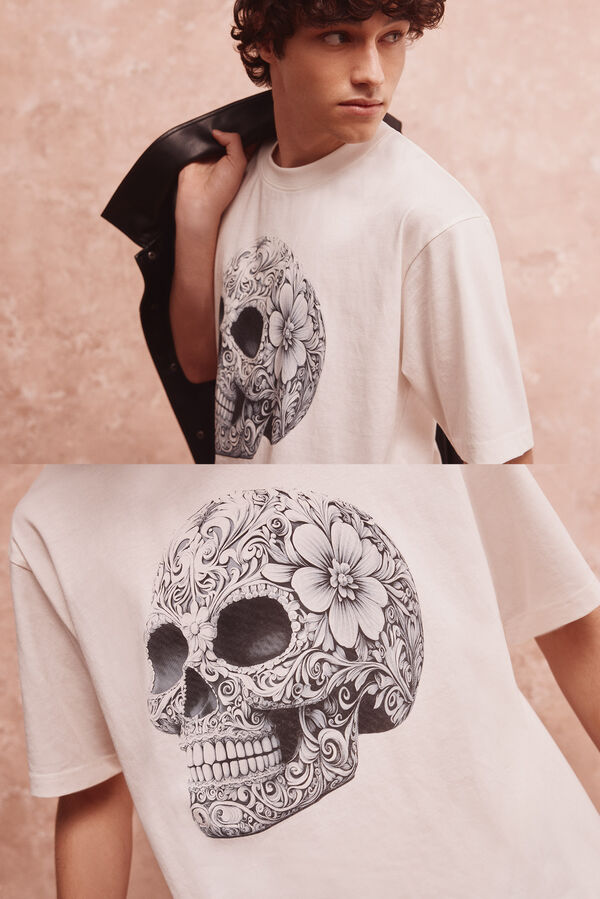 Springfield Camiseta calavera marfil