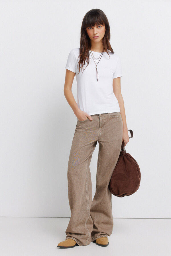 Springfield Osnovna strukirana majica Bela