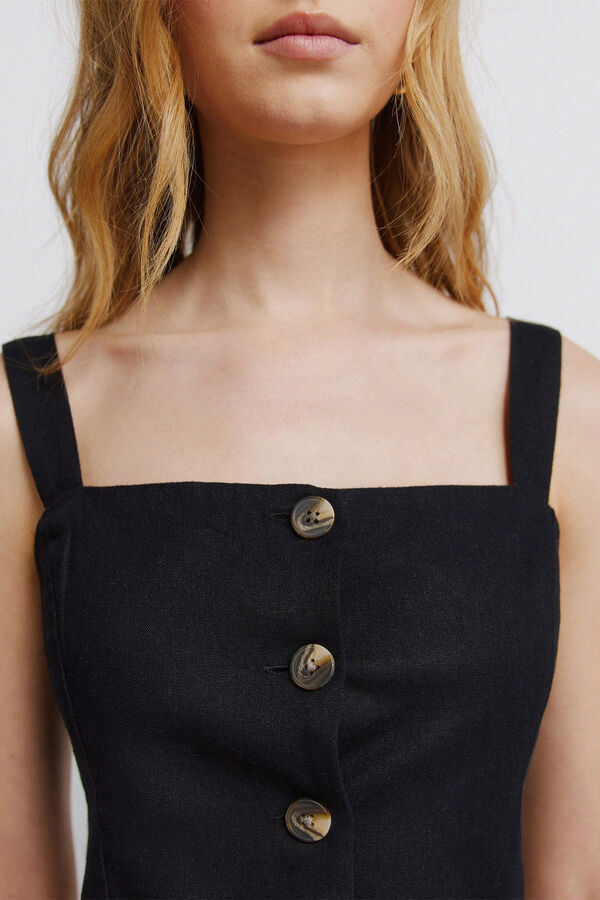 Springfield Black linen vest top black