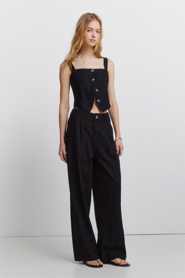 Springfield Black linen vest top black