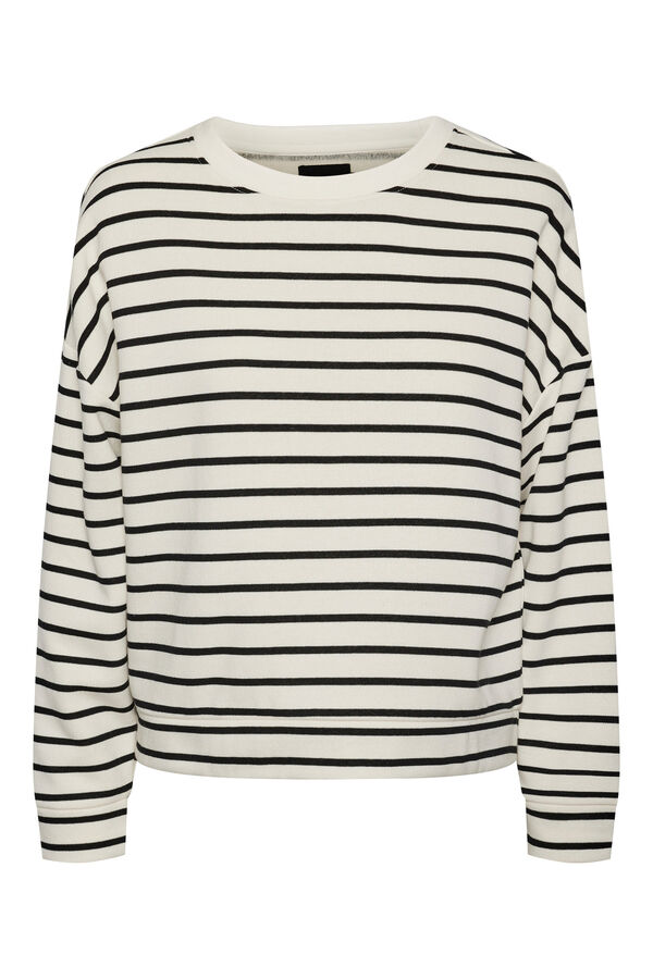 Springfield Cotton sweatshirt with striped print. Closed collar and long sleeves. Soft texture. bijela