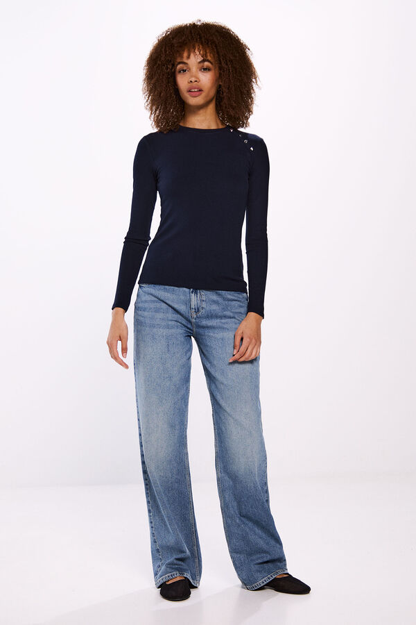 Springfield Camiseta botones sisa azul