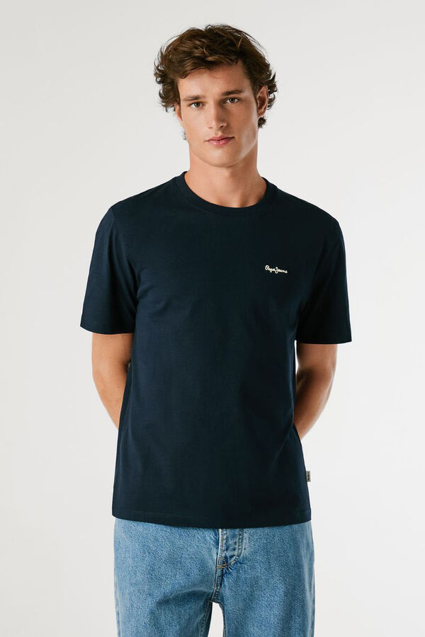Pepe Jeans Camiseta Logo Bordado Fit Regular azul