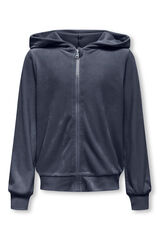 Only Girls Sudadera efecto terciopelo azul