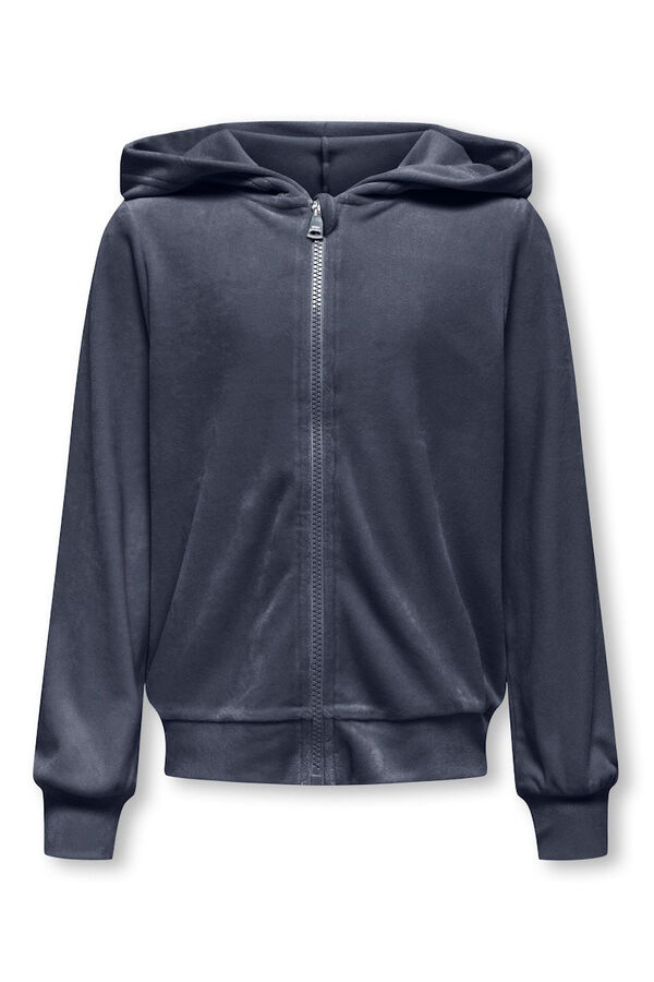 Only Girls Sudadera efecto terciopelo azul