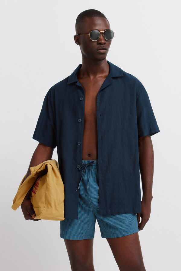 Springfield Kupaći kostim od seersucker tkanine na pruge Plava