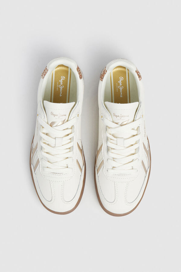 Pepe Jeans Zapatillas Piel Con Detalles En Ante marfil