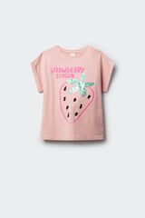 Springfield Kids Majica kratkih rukava sa printom jagode za devojčice Roze