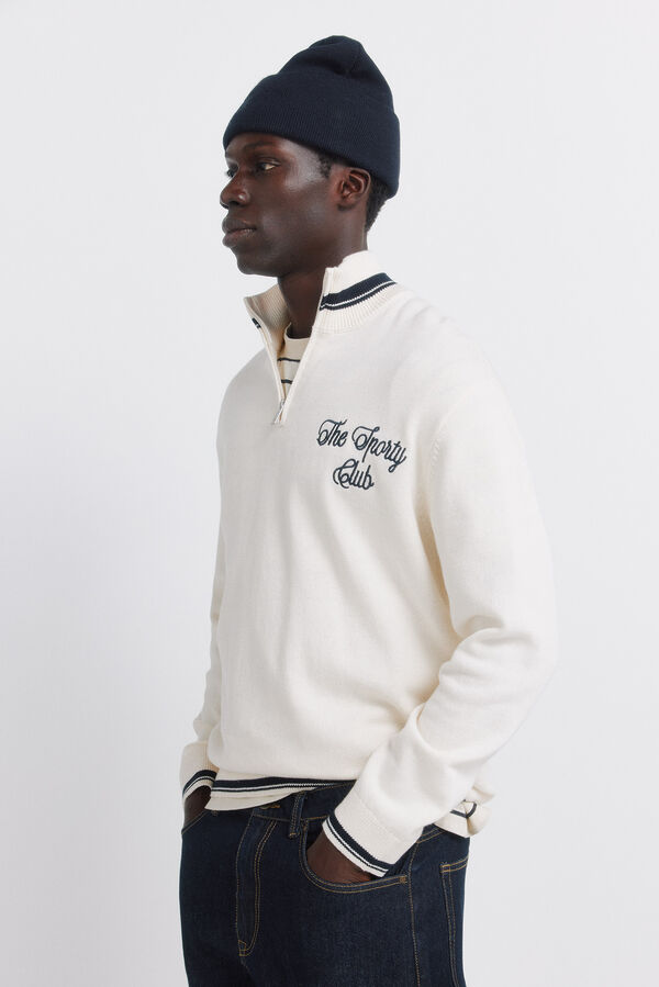 Springfield Osnovni džemper sa rajsfer&scaron;lusom Bež