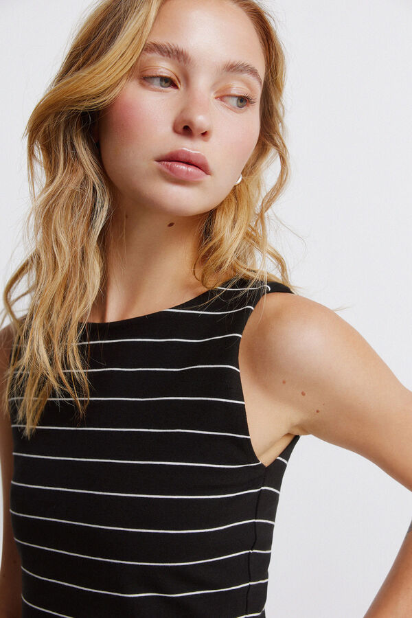 Springfield Pamučni top bez rukava sa okruglom kragnom Crna