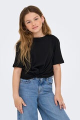 Only Girls Top de manga corta con nudo negro