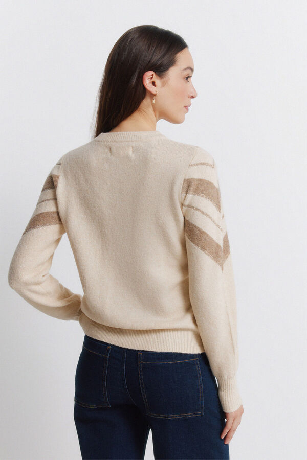 Springfield Džemper sa lureksom i &scaron;evronskim printom Bež