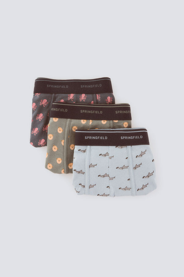 Springfield Pack 3 boxers animales marinos azul