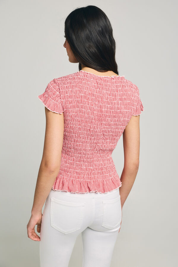 Only Top de cuadros vichy rojo