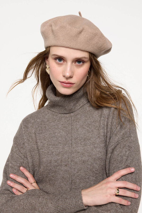 Pieces Boina de lana beige