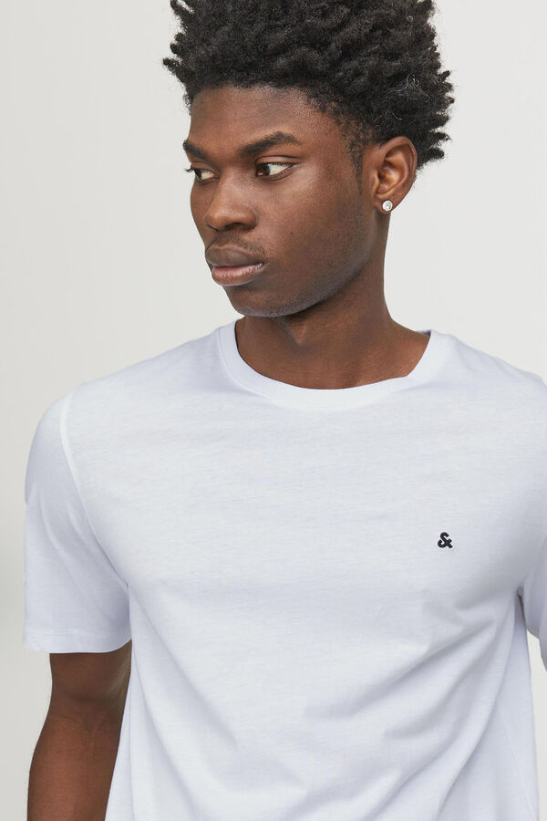 Jack & Jones Camiseta lisa com corte padr&atilde;o branco