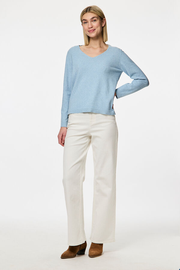 Pieces Jersey fino de punto azul