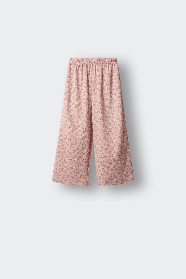 Springfield Kids Pantalone culotte sa cvetnim printom za devojčice Ljubičasta