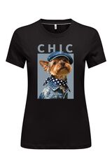 Only T-shirt estampada de manga curta preto