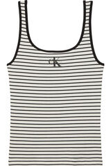 CK Jeans Top de tirantes de rayas blanco