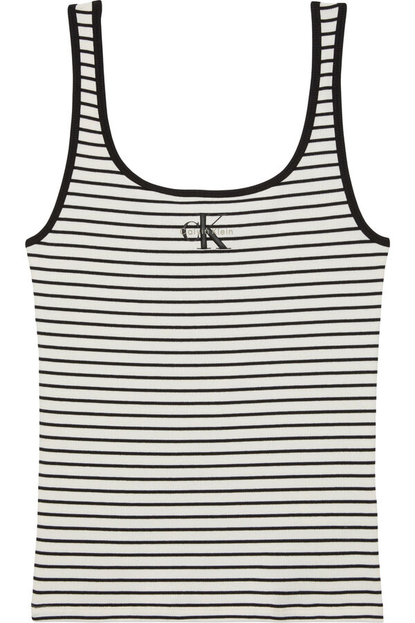 CK Jeans Top de tirantes de rayas blanco