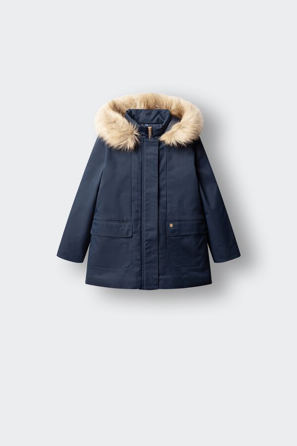 Springfield Kids Parka za devojčice sa bro&scaron;em Plava