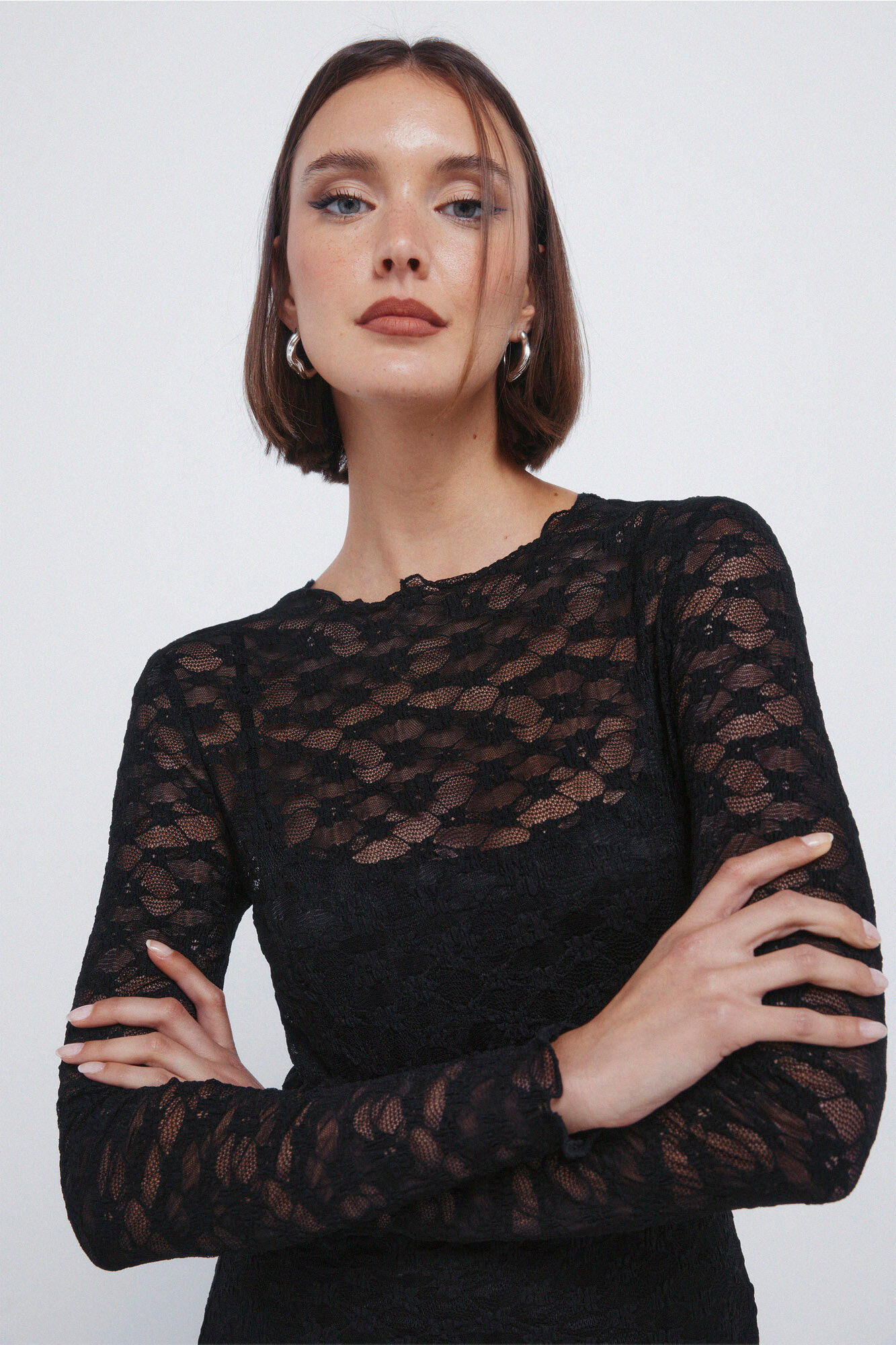 Springfield Asimetrična čipkasta midi haljina