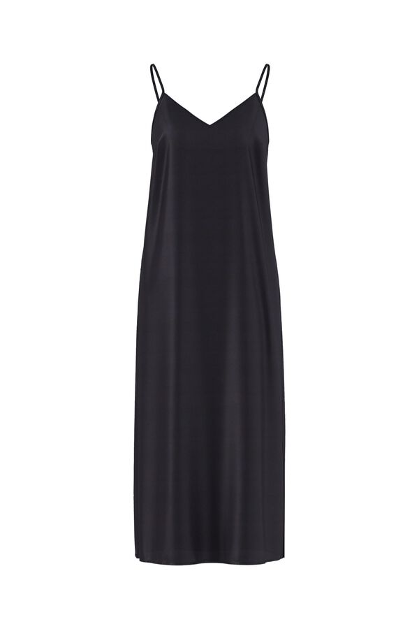 Pieces Vestido comprido de al&ccedil;as acetinado preto