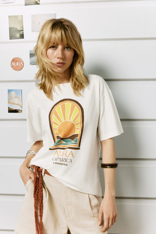 Springfield T-shirt de manga curta chiringuito "Aura" branco