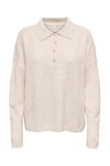 Only long sleeve jersey-knit polo shirt brown