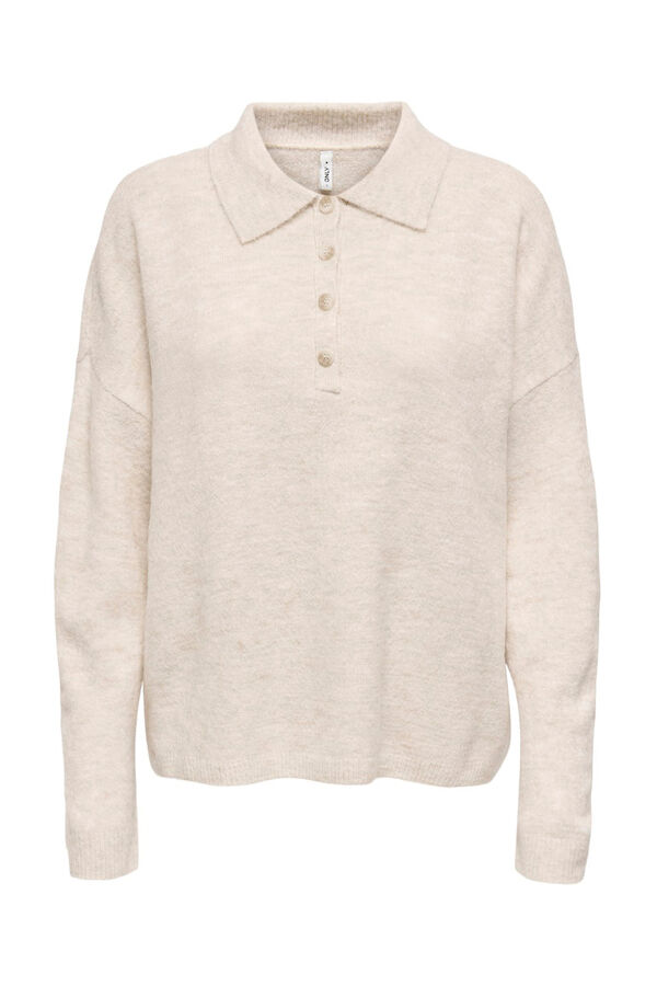 Only long sleeve jersey-knit polo shirt brown